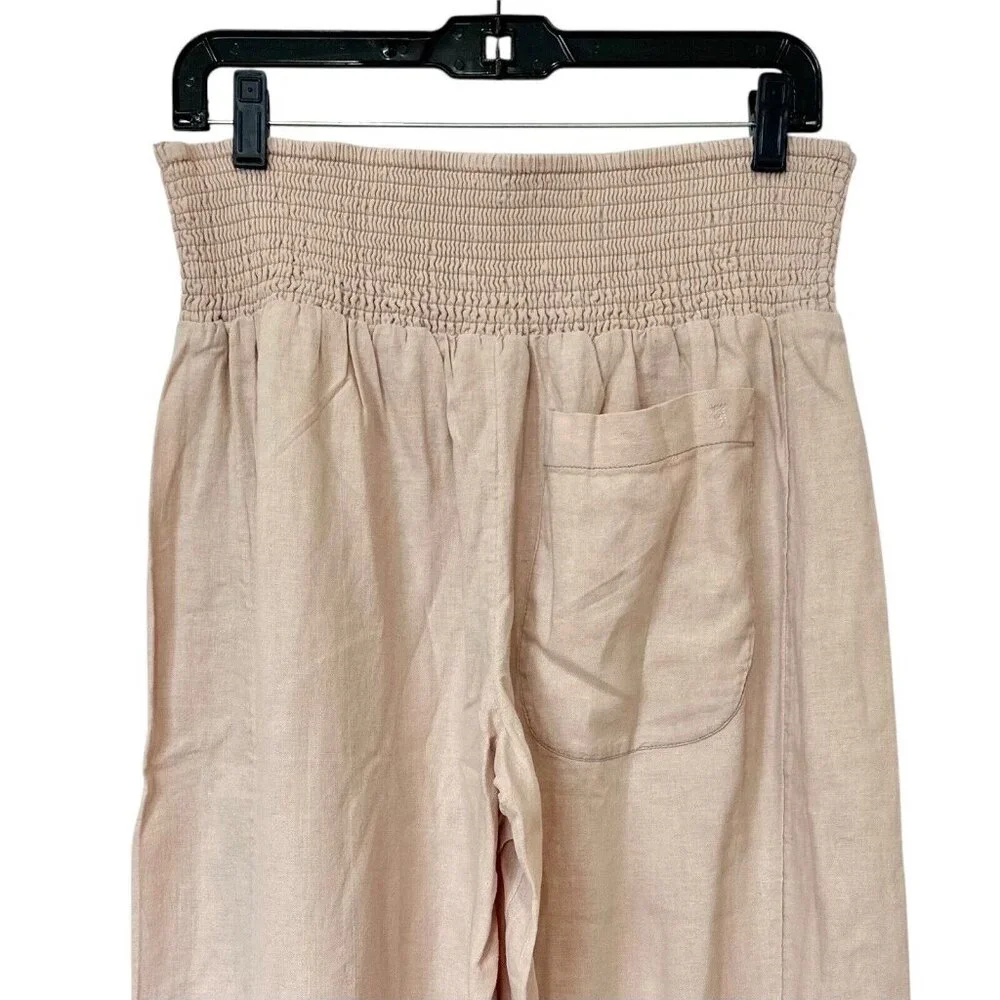 Anthropologie Blush Cropped Wide-Leg Drawstring Pants